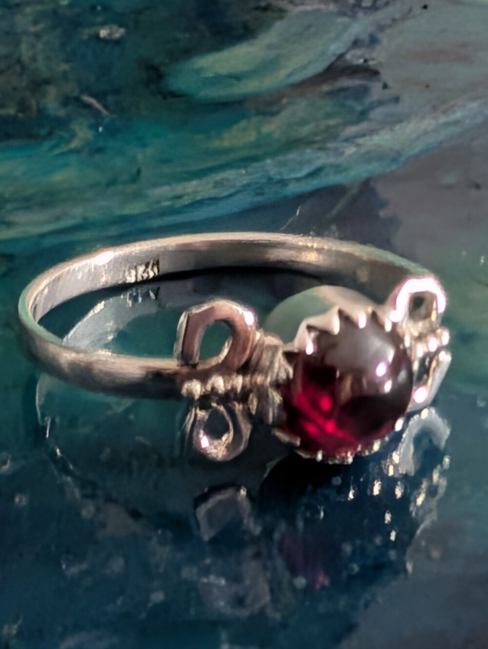 🆕 Unique 925 Sterling Silver Ring Genuine Garnet Ring Size 10 Solid Sterling - Picture 4 of 11